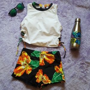 Black floral 3 peice swim suit